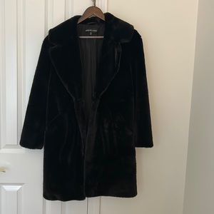Adrienne Landau Faux Fur Coat - Size XS - Black